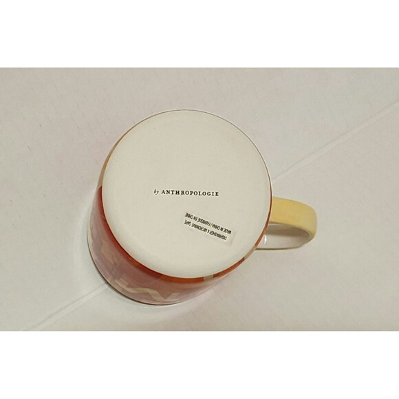 Anthropologie Lottie 18.5 oz Monogram Mug "M" Orange Yellow Stoneware 3.75x3.75" - Picture 7 of 9